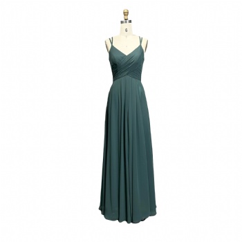 Dark Green Straps Long Bridesmaid Dresses